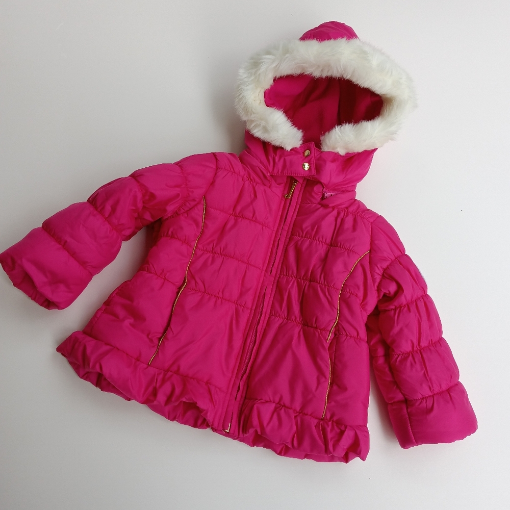 NWT Juicy Couture Girl's Dragon Fruit Ruffle Puffer Coat/Jacket 12M
